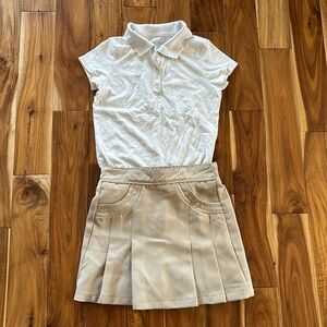 Size 7 - girls uniform shirt and skort (skirt with shorts)  lot.